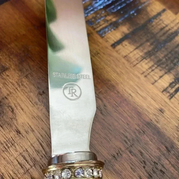 Gold Swarovski Cake Cutting Knife Set - Picture 7 of 7